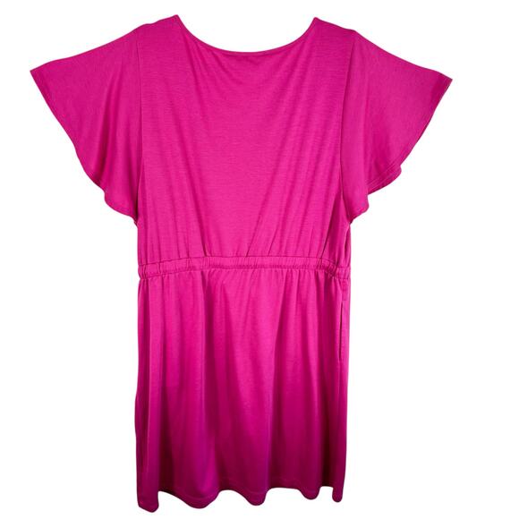 Adyson Parker Bright Pink Flutter Sleeve Knee Length Sun Dress Pockets Size XL - Picture 2 of 7